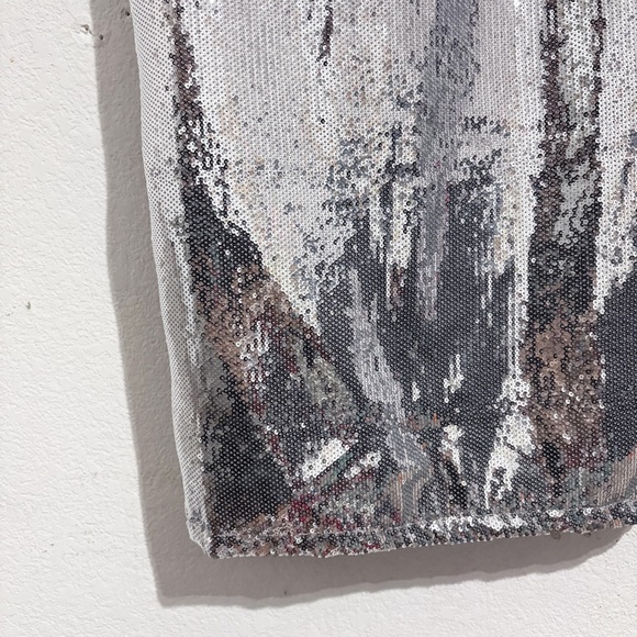 Reformation Frankie Sequin Midi Dress Gown in Silver Sequin - Picture 9 of 13